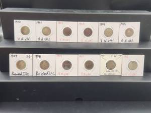 lot 163 image: Selection of V-Nickels - 1900, 01, 02, 03, 04, 05, 07, 08, 09, 10, 11, and 1912