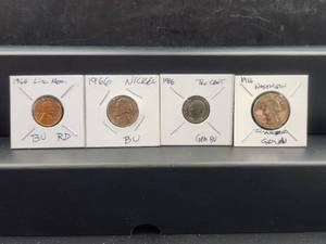 lot 204 image: 1966 Lincoln penny, Jefferson Nickel, Roosevelt Dime, and Washington Quarter