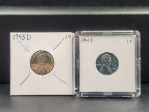 lot 138 image: 1943 Steel warwheat pennies - Qty 2