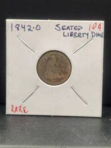 lot 140 image: 1842-O Seated Liberty Dime - rare
