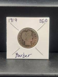 lot 168 image: 1914 Barber Quarter - silver