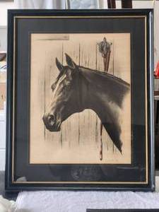 lot 218 image: Vintage framed and matted Horse print by Franklyn H. Stokes