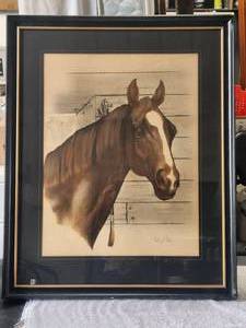 lot 24 image: Vintage framed and matted Horse print by Franklyn H. Stokes