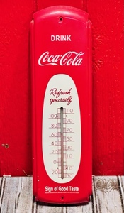lot 1 image: Vintage Coca-Cola Metal Hanging Thermometer&nbsp