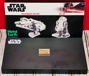 lot 120 image: Barnes &amp Noble Exclusive Metal Earth Millennium Falcon and R2-D2 Models