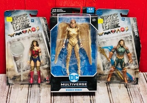 lot 139 image: McFarland Toys DC Multiverse Wonderwoman &amp DCs Justice League Wonder Woman And Aquaman Action Figures