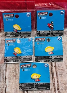 lot 183 image: Five DC Justice League Collectible Enamel Pins - Includes Harley Quinn