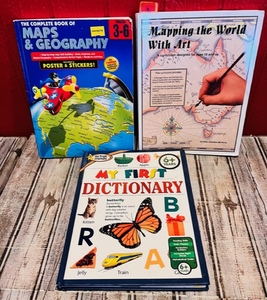 lot 212 image: Three Childrens Educational Books - Including Geography, Maps, &amp Dictionary
