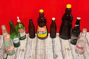 lot 237 image: Lot of 9 Vintage Bottles - Including Mrs. Butterworths &amp Dr Pepper