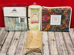 lot 240 image: New Merchant 41 Pillow Cover, TierSwag Set, Studio D Euro Sham, and Unlabled Package