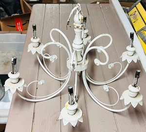lot 312 image: AntiqueVintage White Metal Chandelier&nbsp