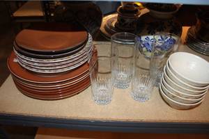 lot 239 image: Dishes and Glasses See Photos