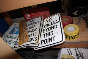 lot 40 image: Various Metal Signs and Caution Tape