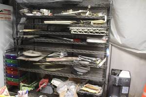 lot 63 image: Metro Rack and Contents, smoke alarms, door knockers, and much more as pictured