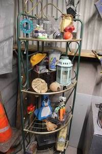 lot 65 image: Corner Shelf and Contents as pictured