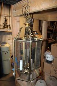 lot 77 image: Ceiling Light Fixture Brass and Glass