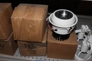 lot 124 image: Unused 4 Indy LED Ceiling Mounted Light Fixtures White in Color