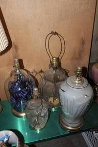 lot 218 image: 4 Glass Base Lamps see photos