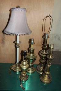 lot 215 image: 5 Brass Lamps