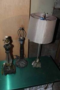 lot 216 image: 3 Metal Style Lamps See Photos