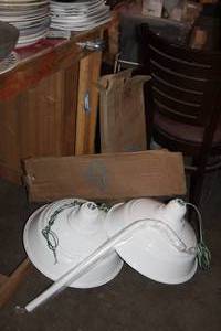 lot 67 image: 2 Large Indusrial White Metal Lights