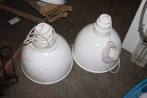 lot 68 image: 2 Large Industrial Size White Metal Dome Lights