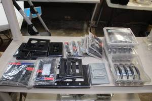 lot 329 image: Variety of Black Light Switch and Electrical Outlet covers, Both Unused and used, also Black in Color Drawer Pulls ..See Photos
