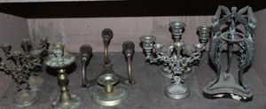 lot 475 image: Selection of Mostly Brass Candle Holders