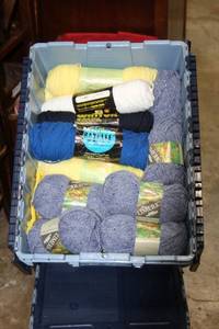 lot 45 image: Crafting Yarn - Blues, yellow, white colors