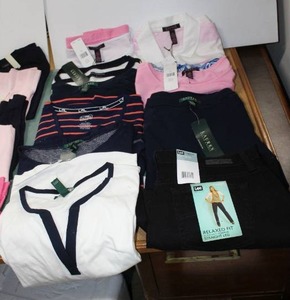 lot 114 image: Womens Clothes Talbots, Lauren still with tags Size L-XL, Lee jeans size 12 with tags