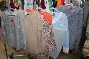 lot 127 image: Womens Clothes Talbots and Lands End Orange, brown and blue sweaters