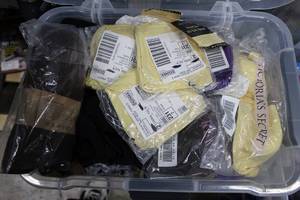 lot 140 image: Womens Clothes Panty hose knee highs, long socks, Victorias Secret bras 34A some with tags, and panties with tags