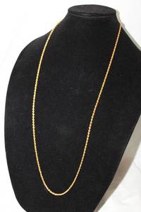 lot 202 image: Signed Kenneth J Lane gold plated thick rope chain necklace. 34L In KJL pouch