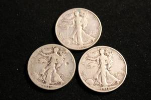 lot 20 image: (3) 1936 Walking Liberty Half Dollar Coins
