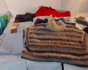 lot 259 image: Womens Clothes Size M Jones Brown Sweater, Lauren jeans, Talbots Blue sweater, Lauren sweater and more
