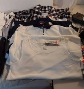 lot 266 image: Womens Clothes Size M Jones black and white tops, Tommy Hilfiger shirts with tags