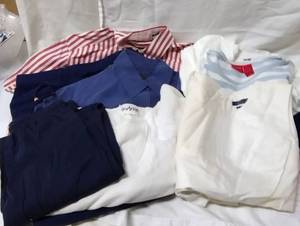 lot 275 image: Womens Clothes Size L Red, white, and blue tops and pants