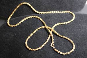 lot 211 image: French Rope Chain Necklace, 12K gold filled. O-ring clasp Marked 12K GF 24L