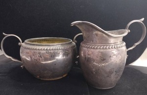 lot 2 image: Sterling Silver creamer and sugar dish