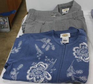lot 242 image: Womens Clothes Talbots sweater and grey pant suit size S