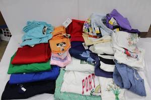 lot 41 image: Womens Clothes tank tops, shirts, shorts and jeans, size S & M, some with tags