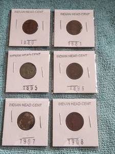 lot 8 image: Selection of 6 Indian Head One Cent pieces - 1880 - 1908