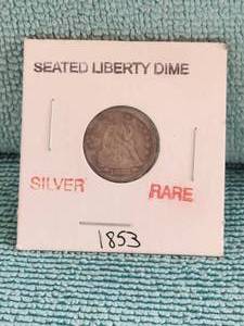 lot 51 image: 1853 Seated Liberty Silver Dime
