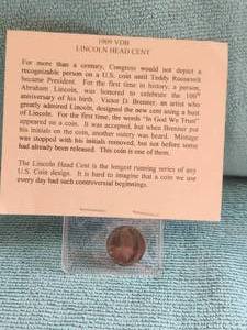 lot 54 image: 1909 VDB 1 Cent piece -i