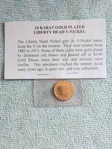 lot 78 image: 1911 - 24 Karat Gold plated Liberty Head V-Nickel