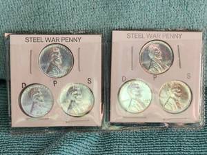 lot 126 image: 1943 Steel warwheat pennies - D, P, and S mints - Qty 2