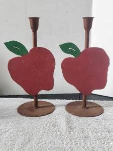lot 180 image: Metal Apple themed candlestick holders