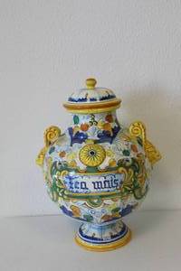 lot 22 image: Lidded Urn with Lion Head handles