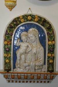 lot 11 image: Hand-Crafted Medium sized Della Robbia of Madonna and Child