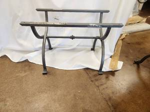 lot 50 image: Large fold-out galvanized iron table base for rectangular tops - 74L - Bldg. J